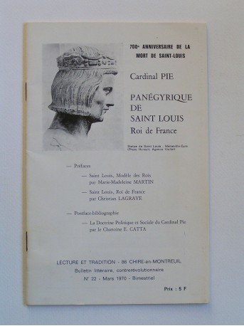 Cardinal Pie - Panégyrique de Saint-Louis. Roi de France