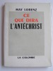 May Lorenz - Ce que dira l'antéchrist