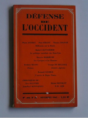 Collectif - défense de l'occident. Nouvelle série n°26. Novembre 1962