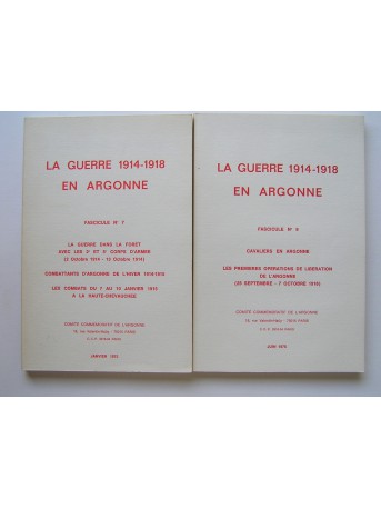 Général de div (CR) André Rouyer - La guerre 1914 - 1918 en Argonne. Fascicule n°7 et 9